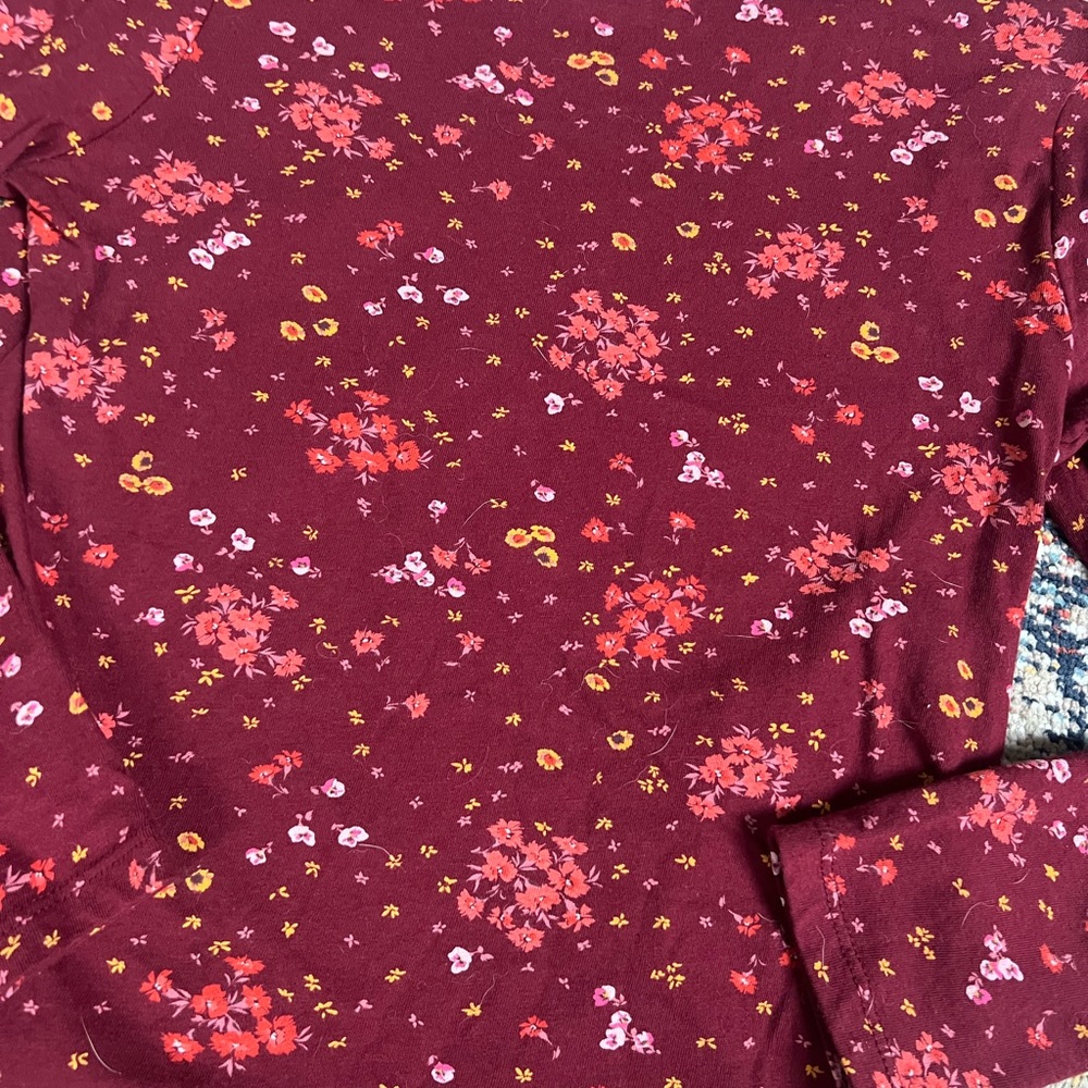 Brand NEW! Girl Old Navy Burgundy Floral Top with Pink and Yellow Accents - Picture 7 of 7